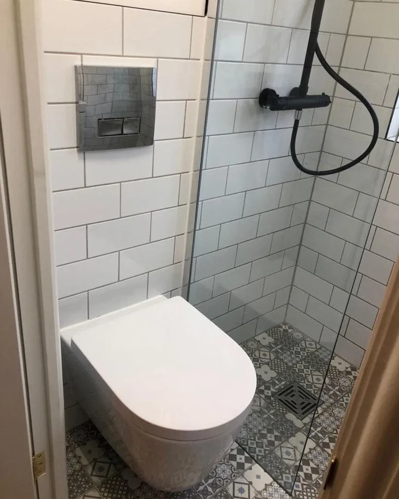 3. Wall Mounted Toilet with Walk In Shower