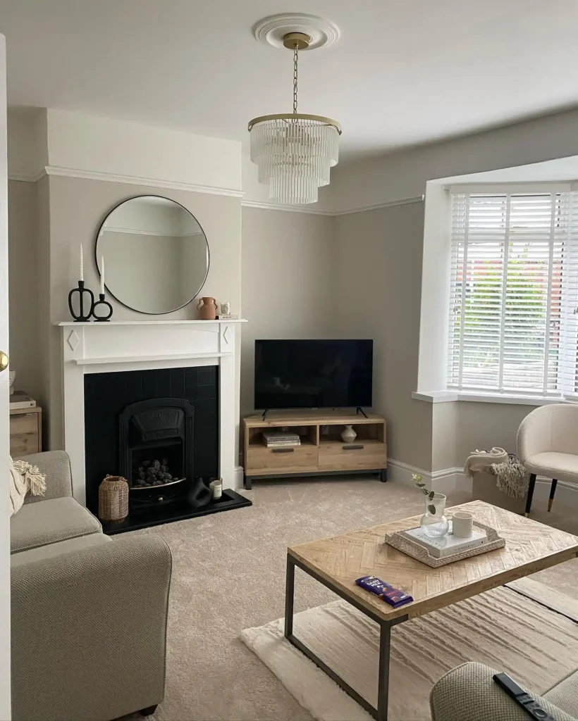 4. Beige Living Room with Classic Fireplace 1