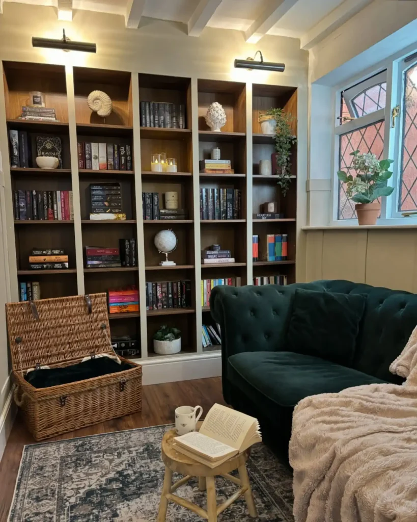 4. Built In Bookshelf with Picture Lights