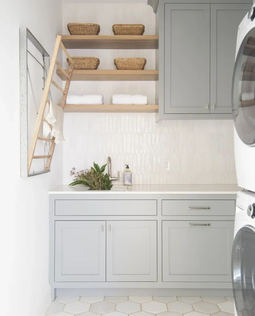 4. Wall Mounted Wooden Ladder Drying Rack