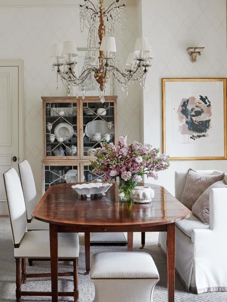 5. Antique Table With China Cabinet