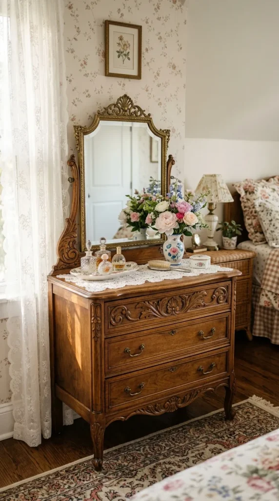 5. Incorporate a Vintage Vanity or Antique Dresser as a Focal Piece clean