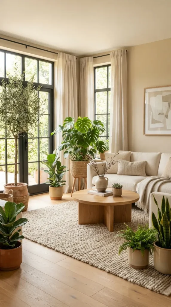 5. Introduce Indoor Plants to Refresh Beige Living Room Decor 5 clean