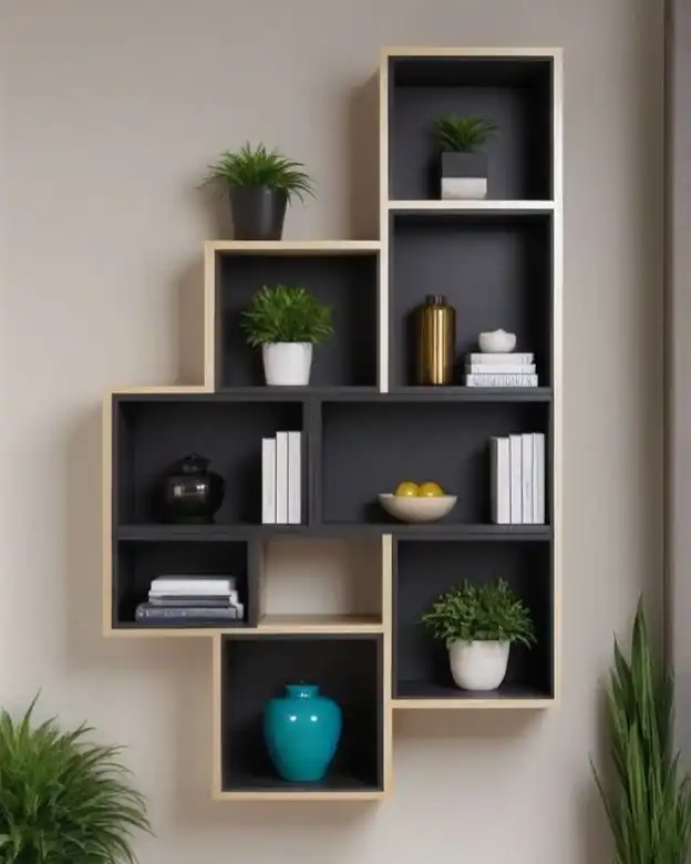 5. Staggered Cube Grid Shelf