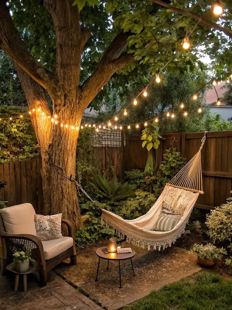 5. String Lights Wrapped Around A Tree Trunk