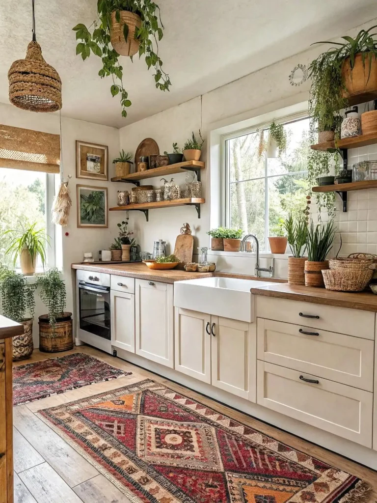6. Boho Plant Filled Kitchen