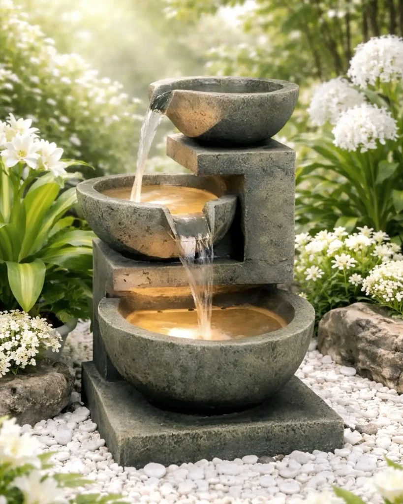 6. Cascading Stone Bowl Fountain