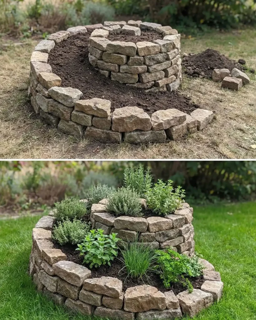 6. Stone Spiral Herb Bed