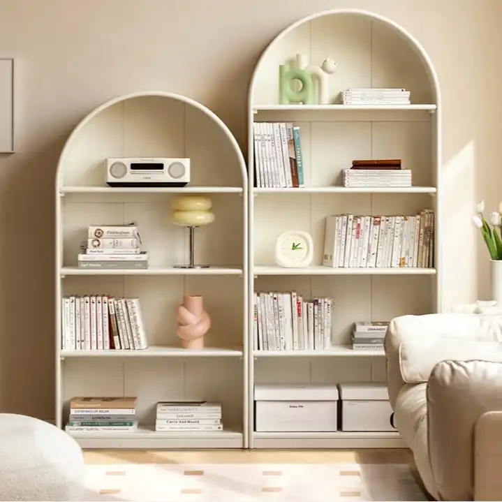 7. Arched Cream Bookcase Duo