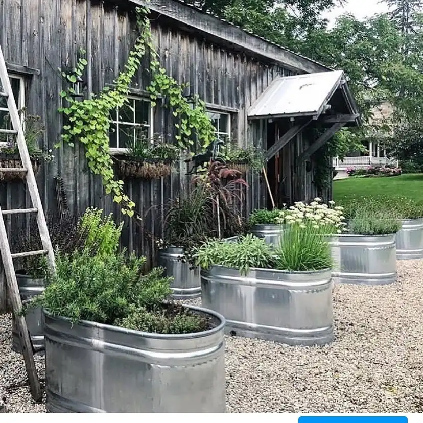 7. Galvanized Trough Planters
