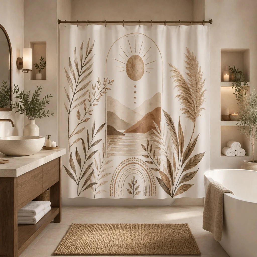 7. Printed Shower Curtain with Desert Scene