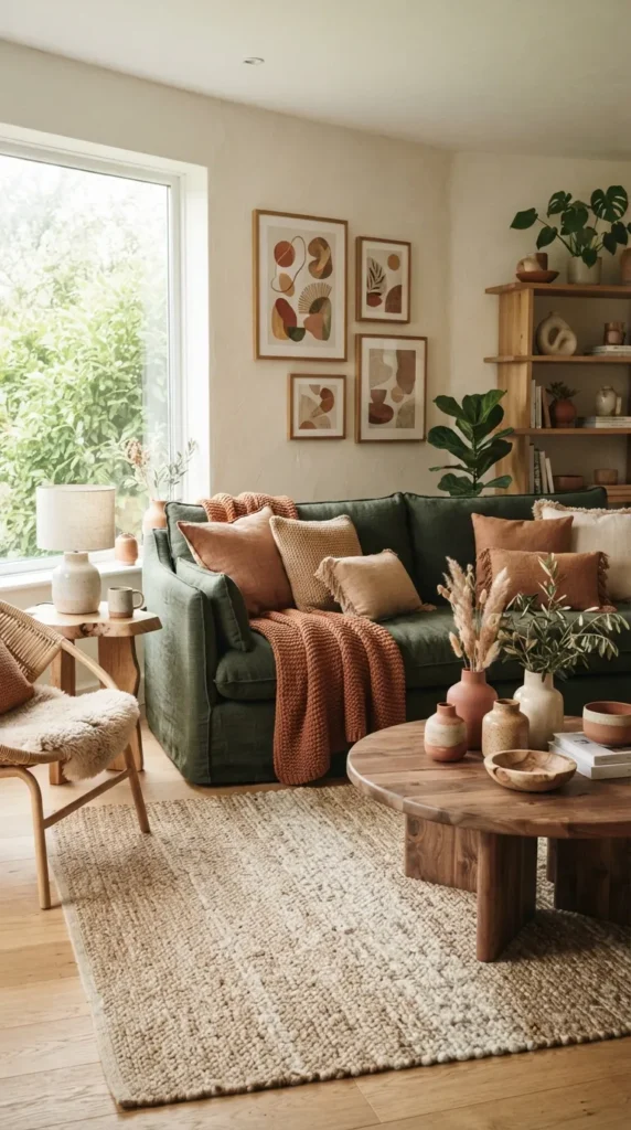 7. Style with Soft Earth Toned Decorative Elements clean