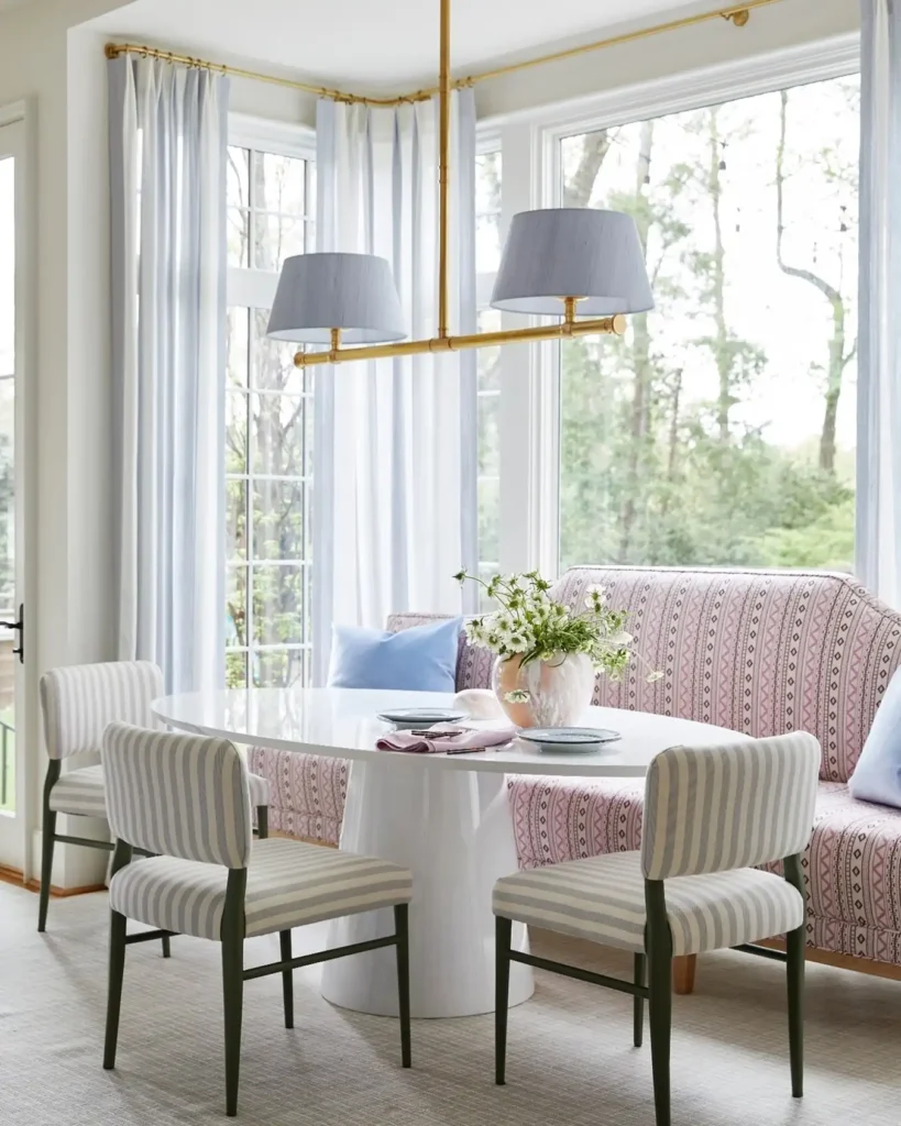 8. Patterned Pink Bay Window Banquette