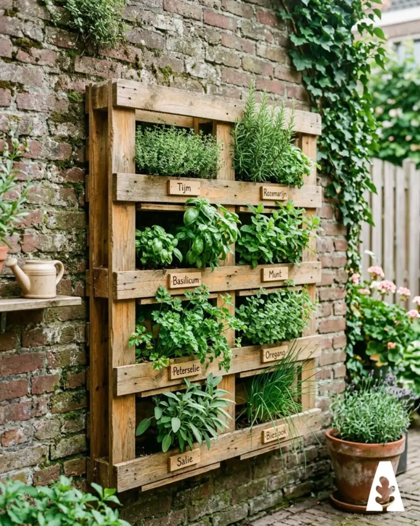 8. Wall Mounted Pallet Garden
