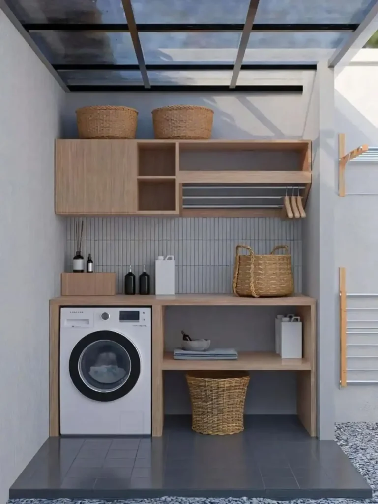 8. Wood Cabinet Unit With Built In Rod