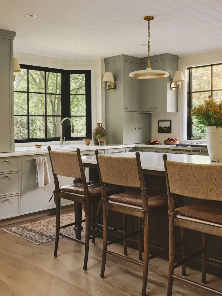 8. Woven Rush Seat Bar Stools