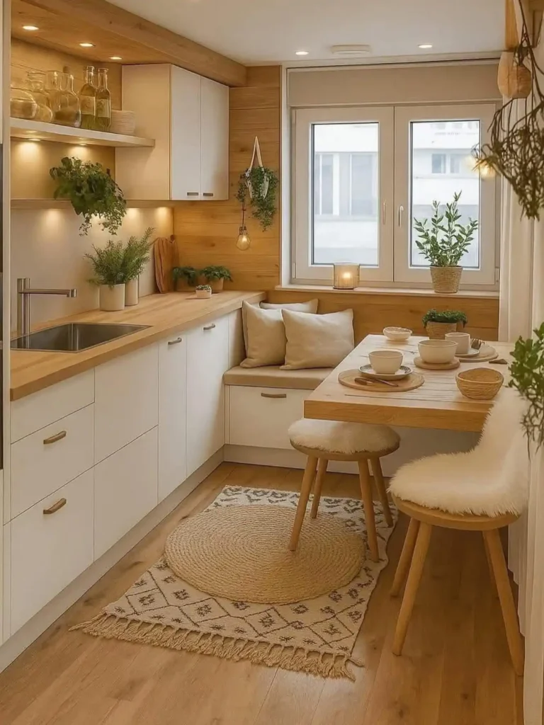 9. Built In Bench Seating With Wood Table