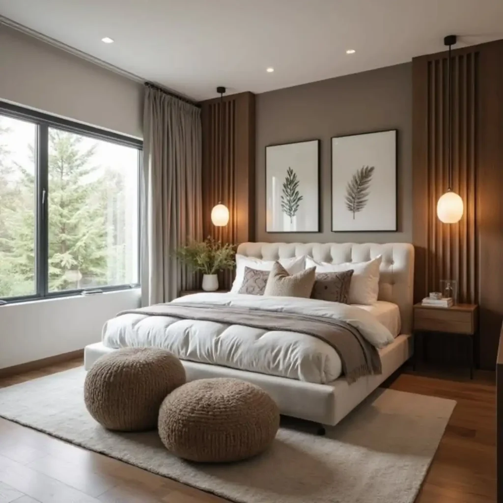 9. Slatted Wood Wall with Botanical Prints