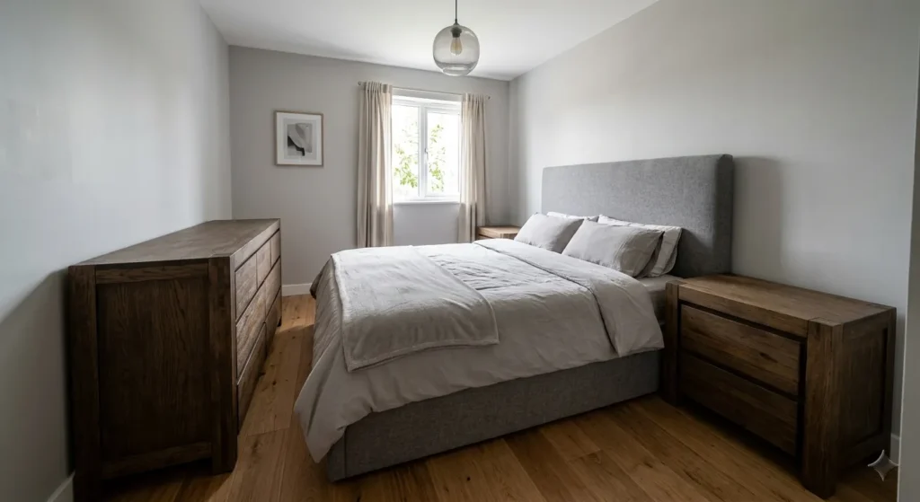 Oversized Furniture Makes Small Bedrooms Feel Cluttered