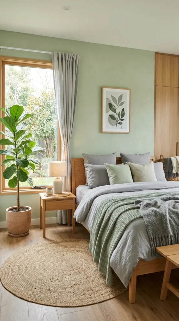 Why Light Green and Grey Bedrooms Feel Calm and Timeless clean