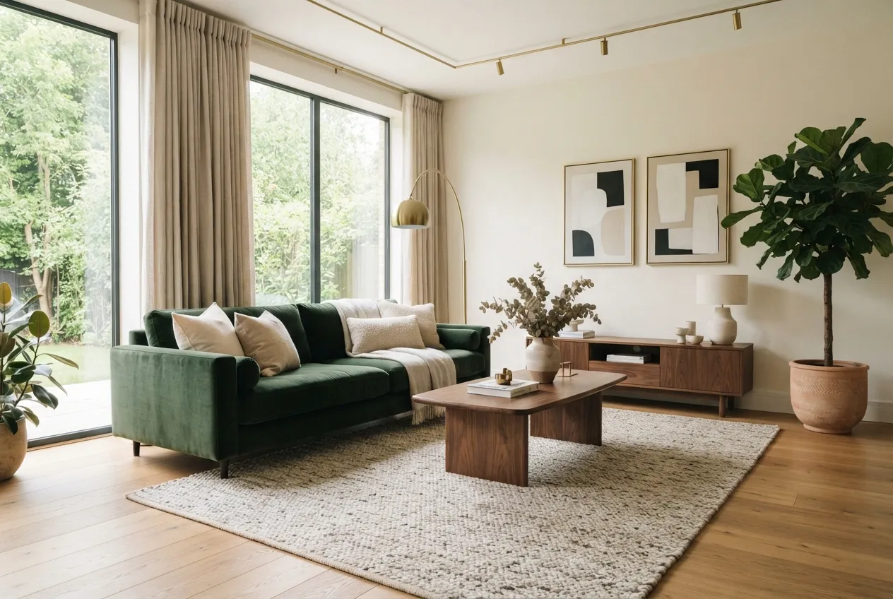 Why is a dark green sofa popular in living rooms clean