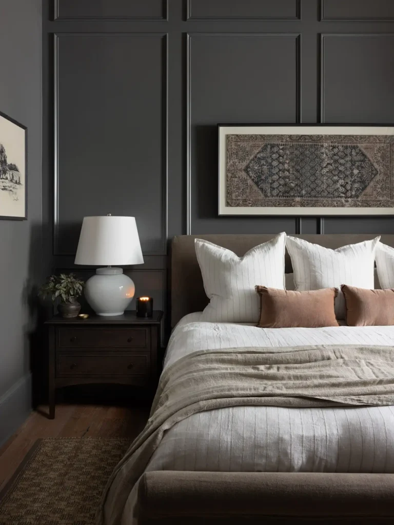 1. Charcoal Paneled Wall