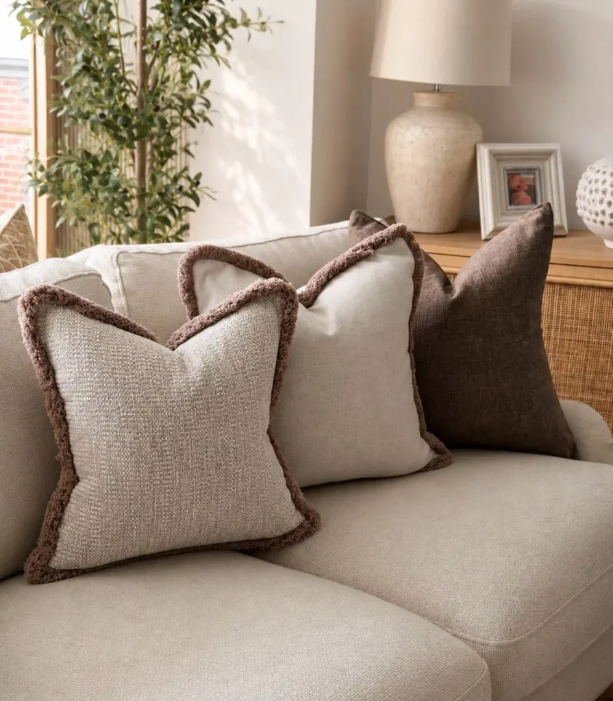 1. Fringe Trimmed Textured Pillows