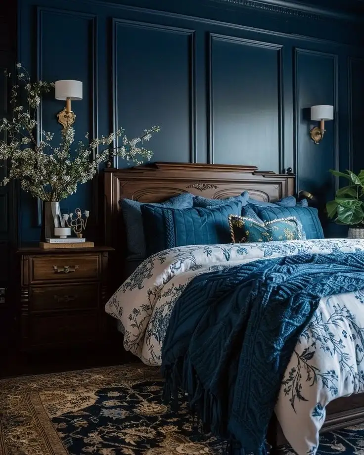 1. Midnight Navy Panel Wall