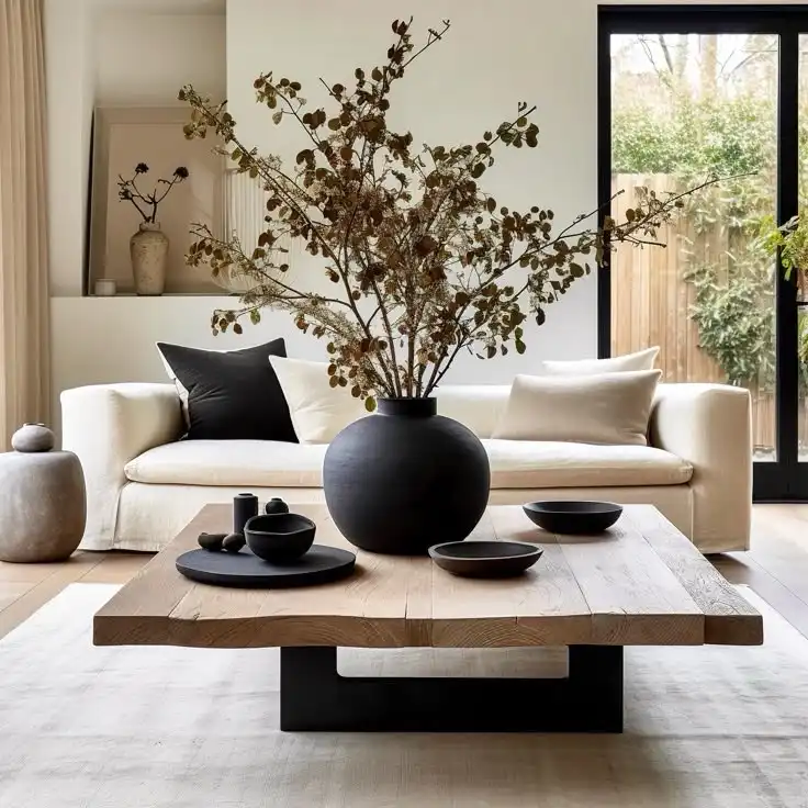 1. Oversized Black Vase With Dried Branches