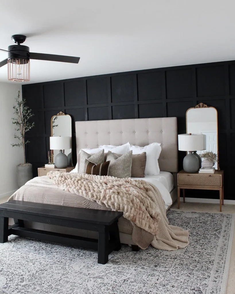 10. Black Grid Panel Wall