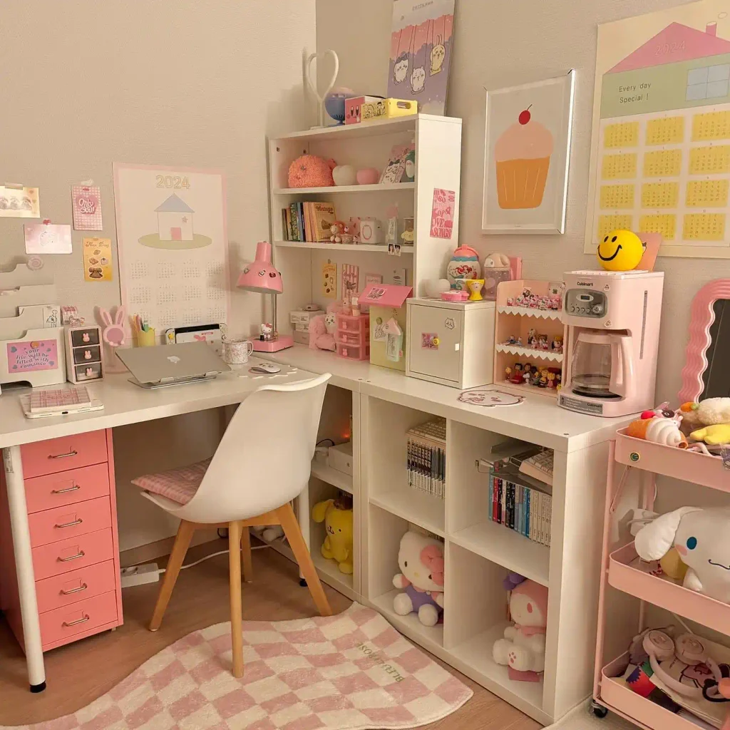 10. Pink Checkered Floor Rug
