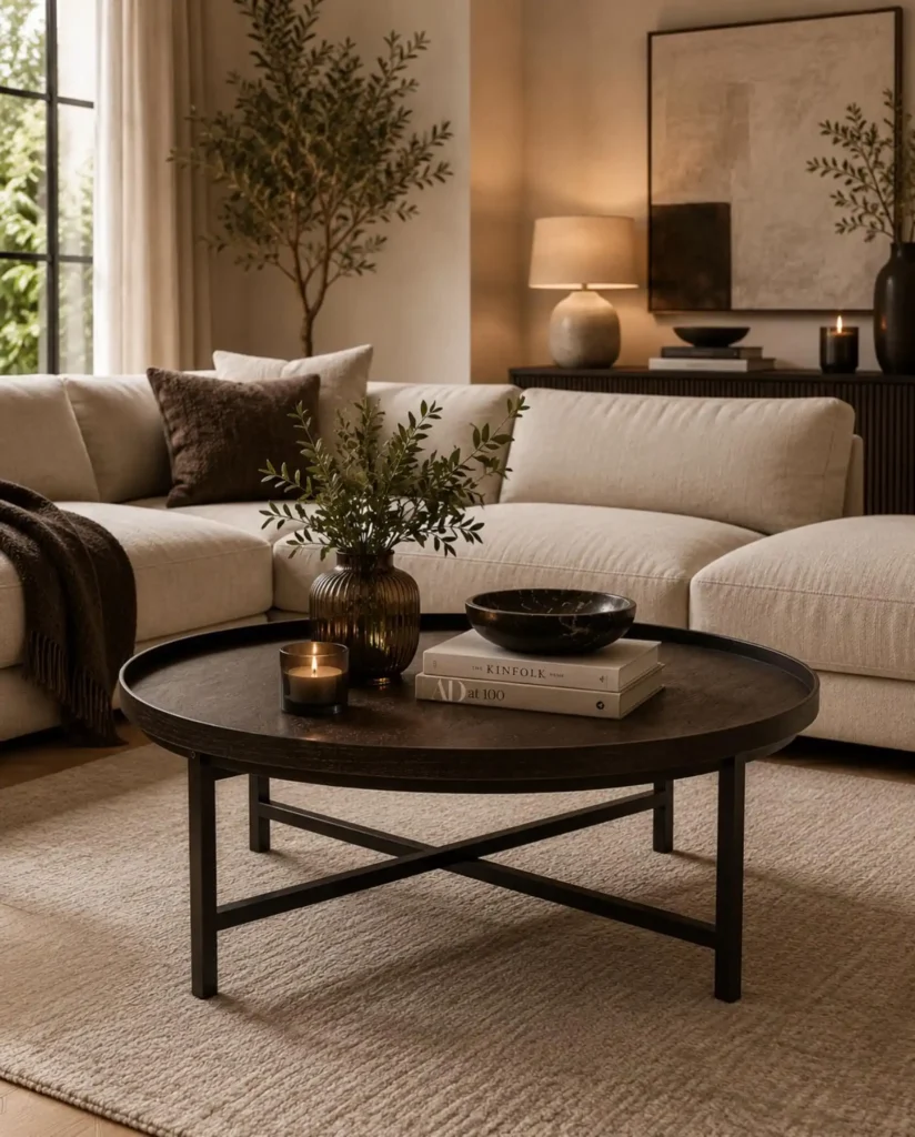10. Round Black Tray Coffee Table