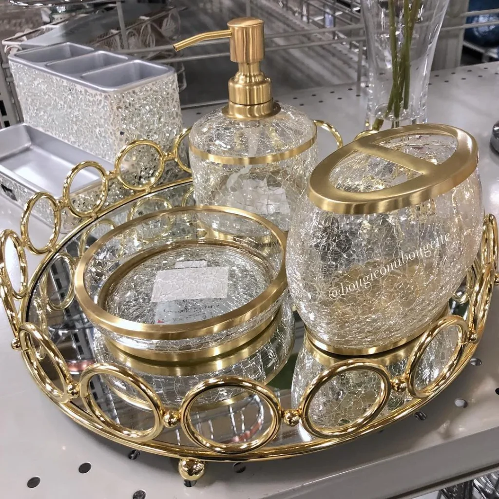 11. Crackled Glass Vanity Set