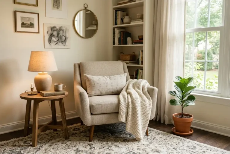 14 Cozy Living Room Reading Corners Built Around One Armchair 12 14 Cozy Living Room Reading Corners Built Around One Armchair