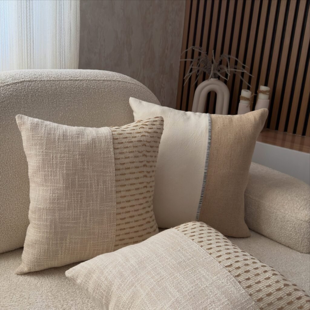 12. Color Blocked and Slub Weave Pillows