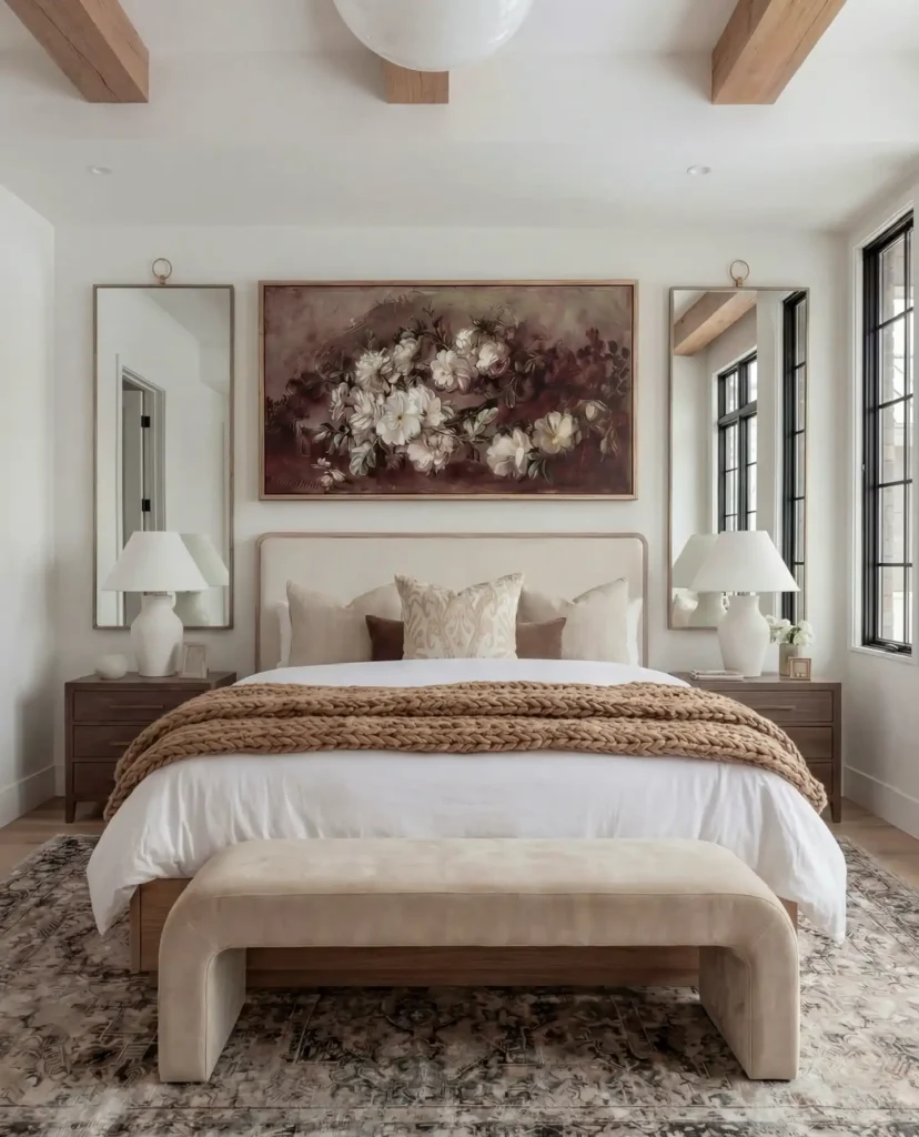 12. Dark Floral Statement Art Bedroom