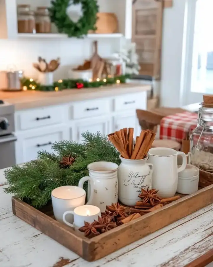 12. Rustic Wooden Tray with Cinnamon Sticks and Star Anise