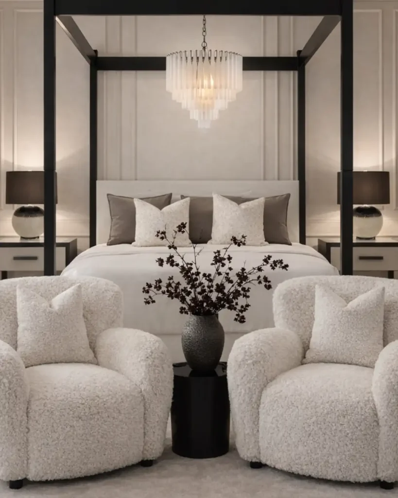 13. Black Canopy Frame Bedroom Lounge