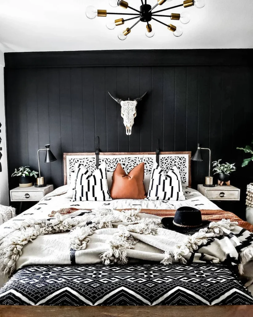 13. Black Shiplap Wall with Skull Accent