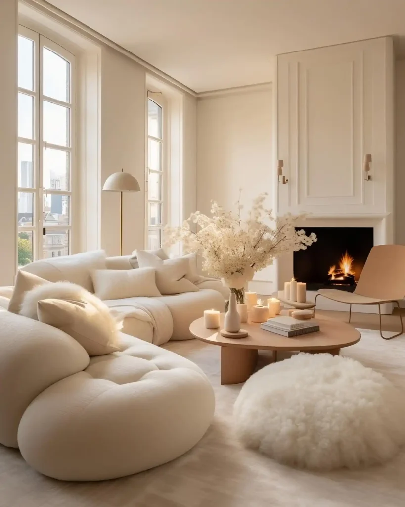 13. Cloud Sofa Living Room With Fireplace And City View