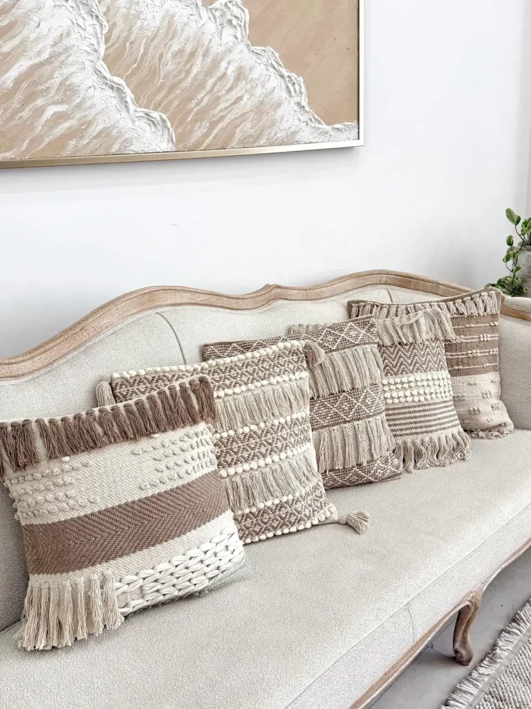 14. Handwoven Fringe and Pom Pillow Row 1