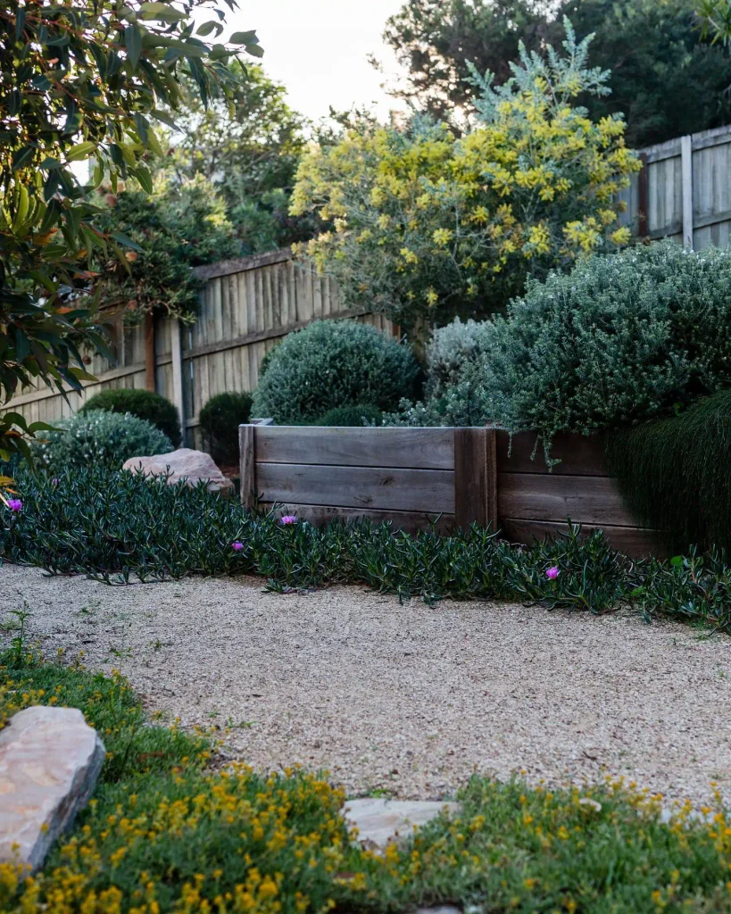 14. Timber Sleeper Bed with Pigface Groundcover