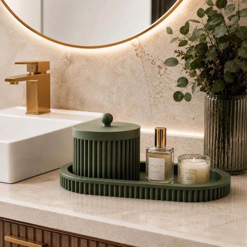 15. Fluted Green Tray Set