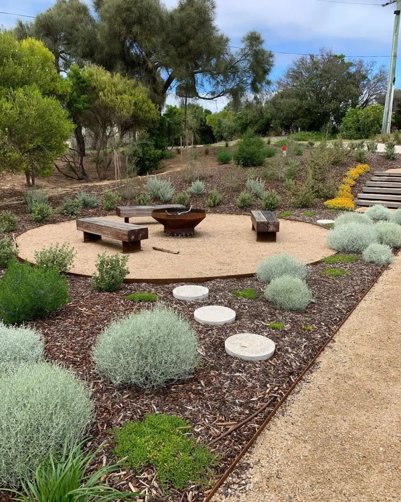 17. Sunken Fire Pit Circle with Native Bush Landscaping