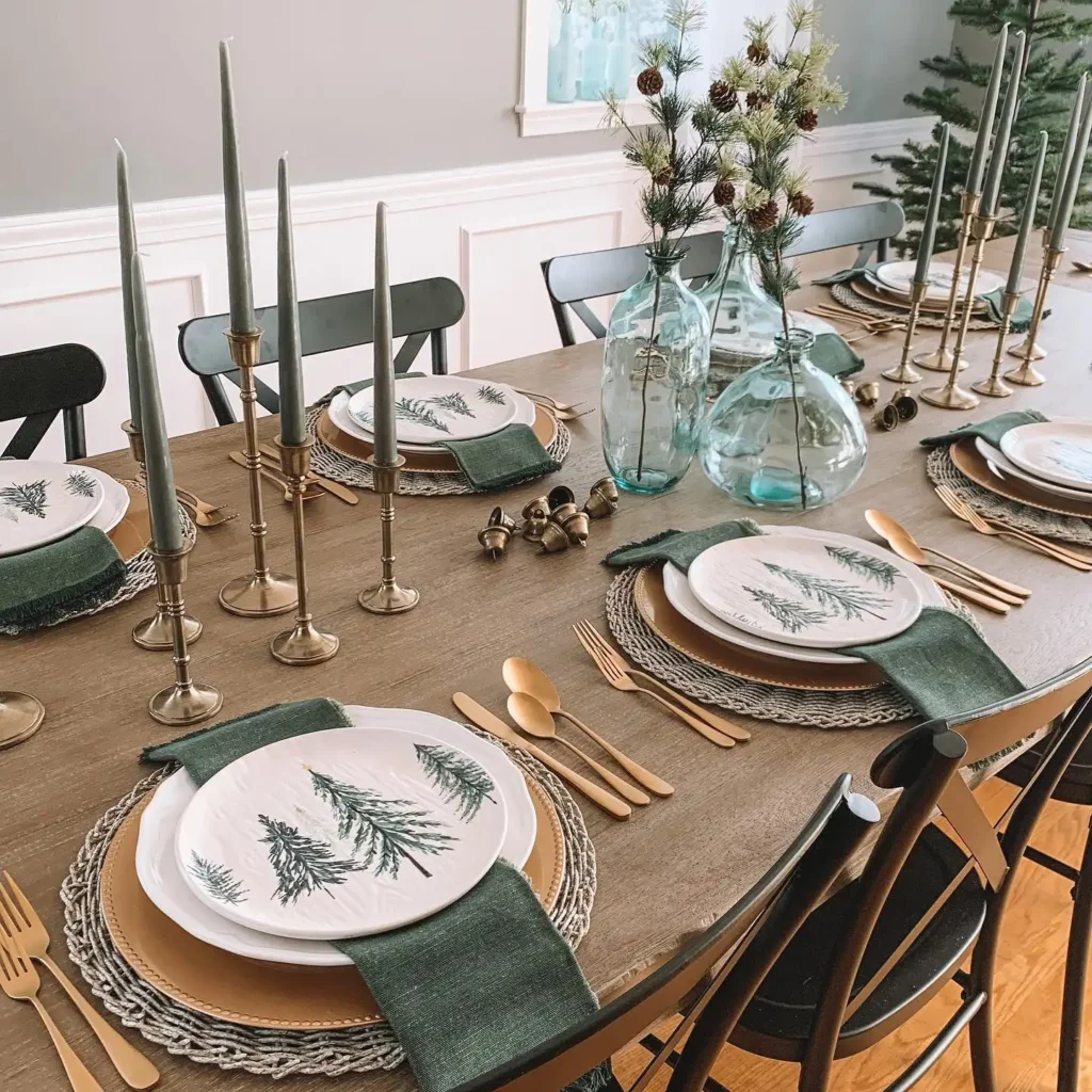 3. Brass Candlesticks with Rustic Bell Accents