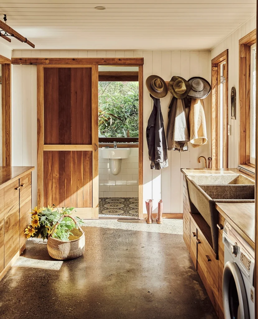 3. Rustic Wall Hooks with Utility Sink
