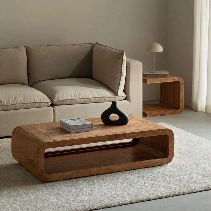 4. Curved Open Shelf Coffee Table