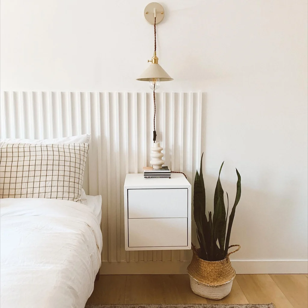 4. Fluted Wood Panel Headboard