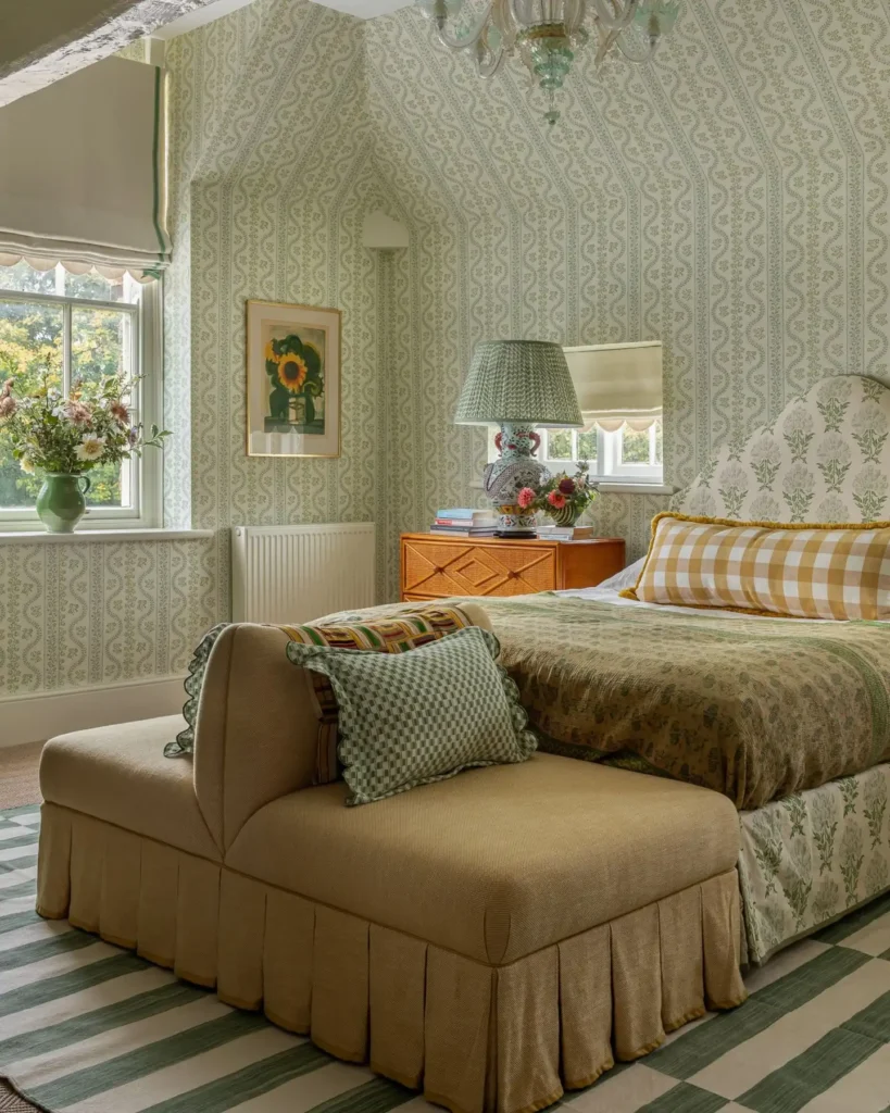 4. Pattern Drenched Cottage Bedroom
