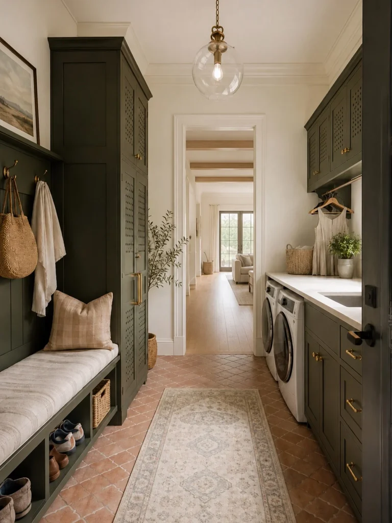 4. Perforated Locker Cabinets in a Narrow Hallway